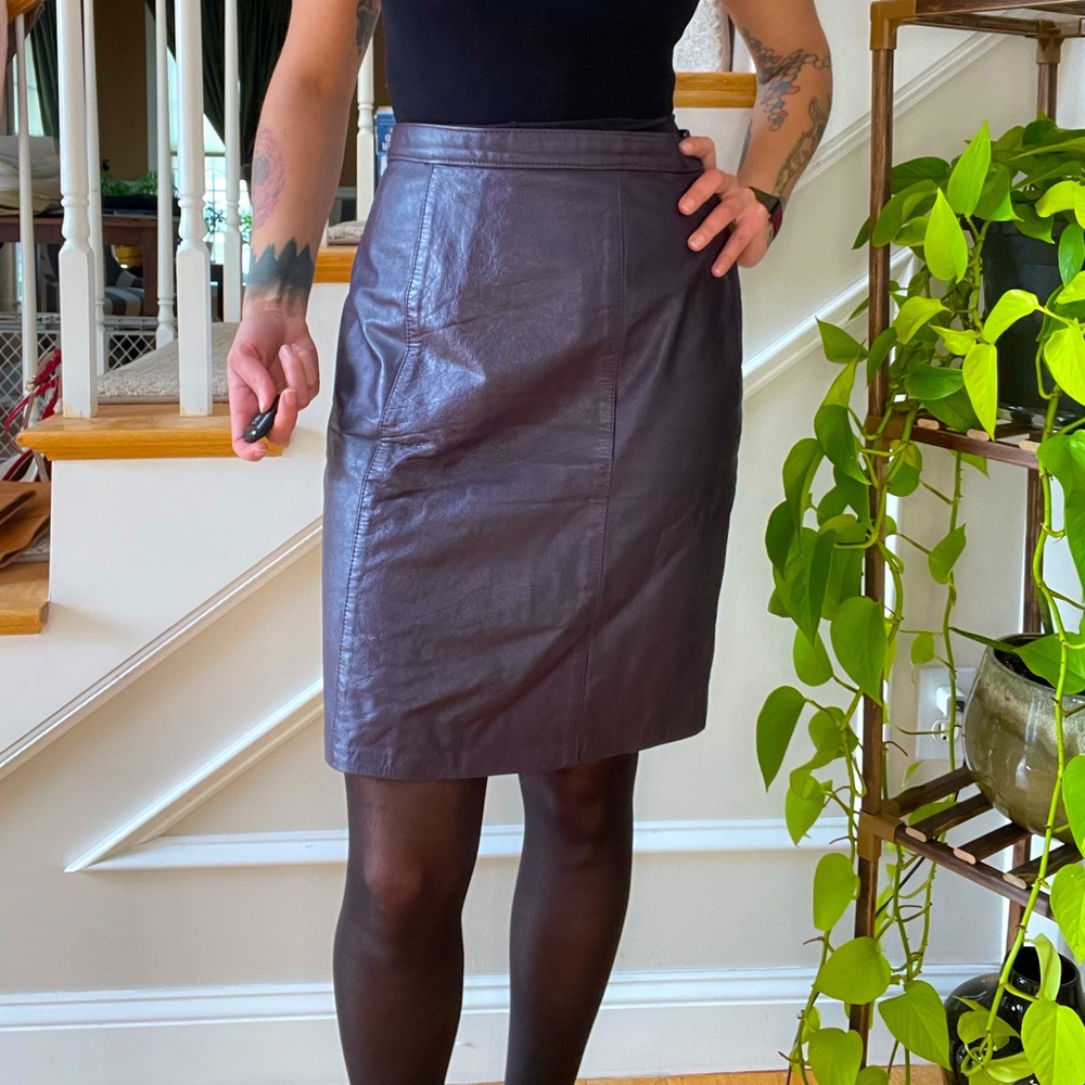 Deep Purple Leather Handmade Skirt from Argentina